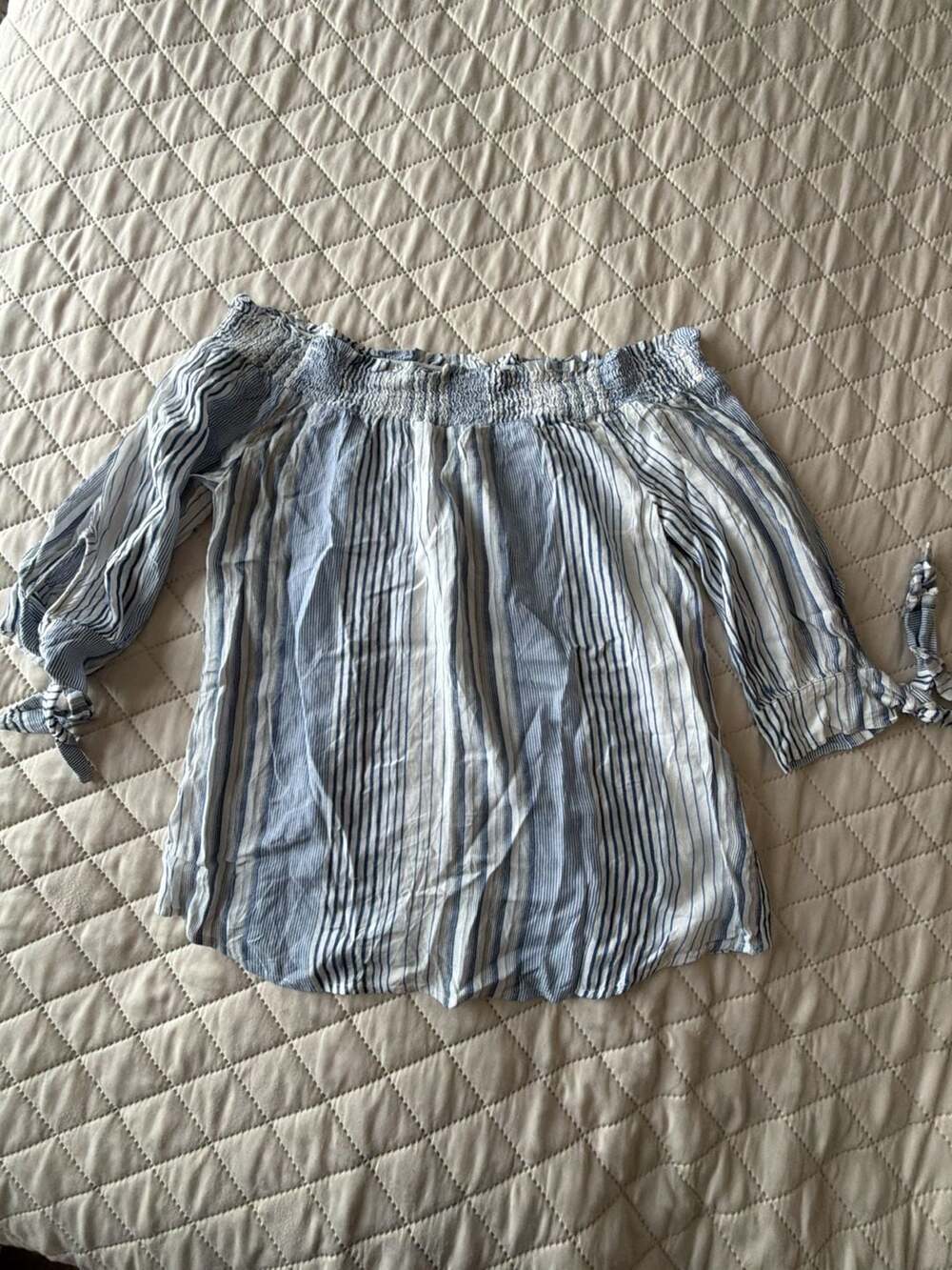 Traveling Chic Boutique TCB Striped Off-the-Shoulder Blouse